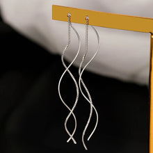 Korean Fashion Long Wave Tassel Earrings for Women Jewelry 2024 Trending New Rotating Twisted Women's 925 Silver Needle Earrings - Brillare Bijou