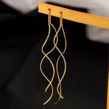 Korean Fashion Long Wave Tassel Earrings for Women Jewelry 2024 Trending New Rotating Twisted Women's 925 Silver Needle Earrings - Brillare Bijou