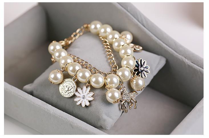 Pearl Blossom Bracelet – Timeless Elegance with Floral Charm - Brillare Bijou