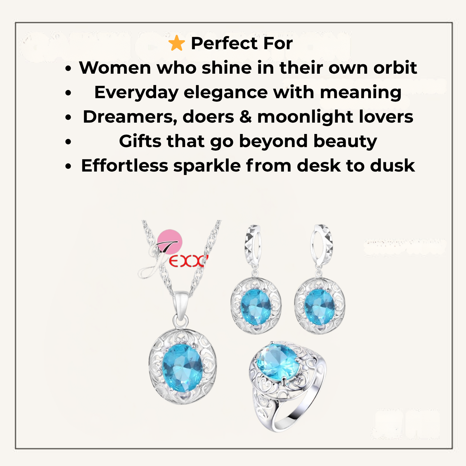 Radiant in Blue – Sterling Silver Bridal Jewelry Set - Brillare Bijou