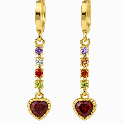 Radiant Chain Drop Earrings – Gold Rainbow Zircon Elegance for Weddings & Glam Nights