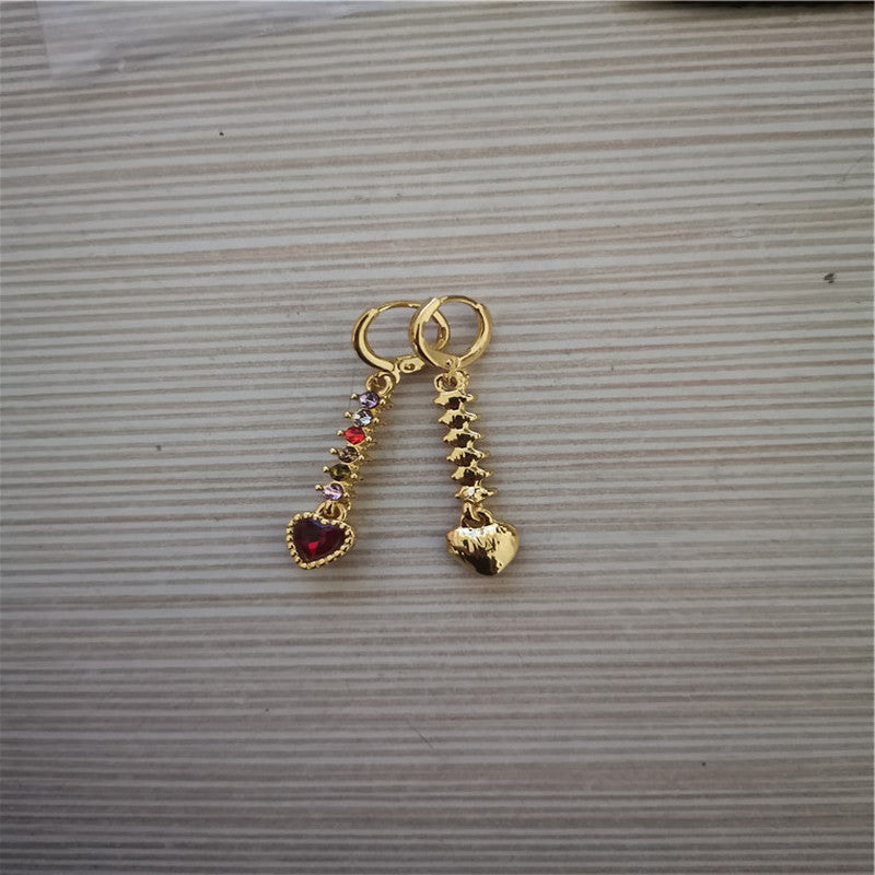 Radiant Chain Drop Earrings – Gold Rainbow Zircon Elegance for Weddings & Glam Nights - Brillare Bijou