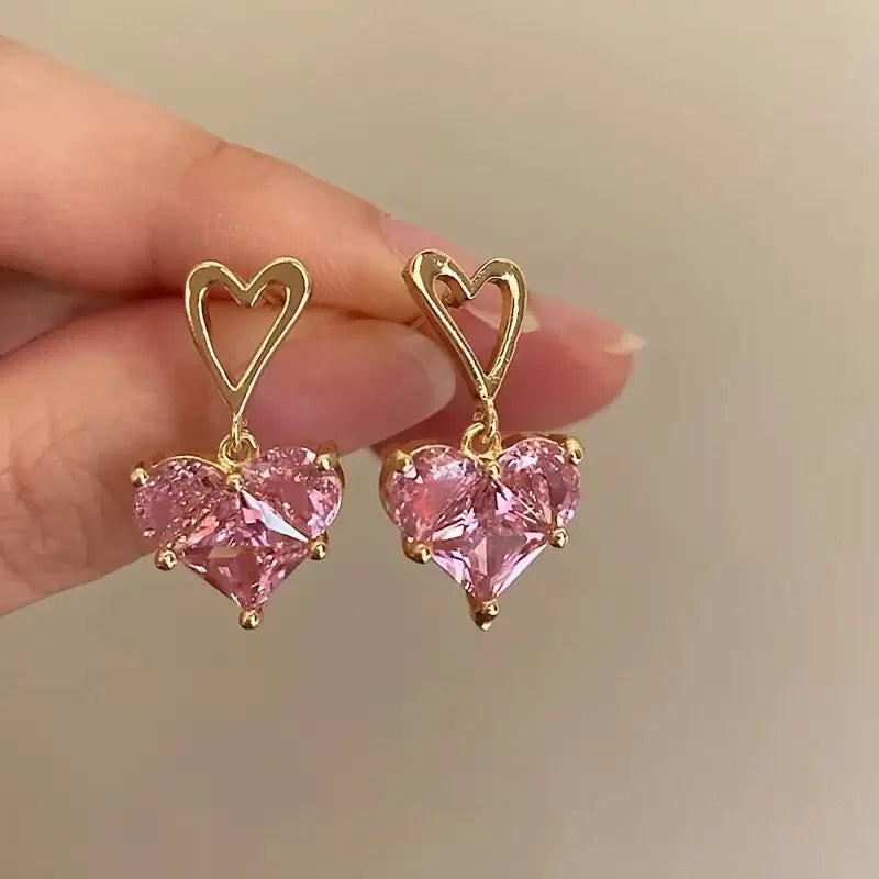 Radiant Chain Drop Earrings – Gold Rainbow Zircon Elegance for Weddings & Glam Nights - Brillare Bijou
