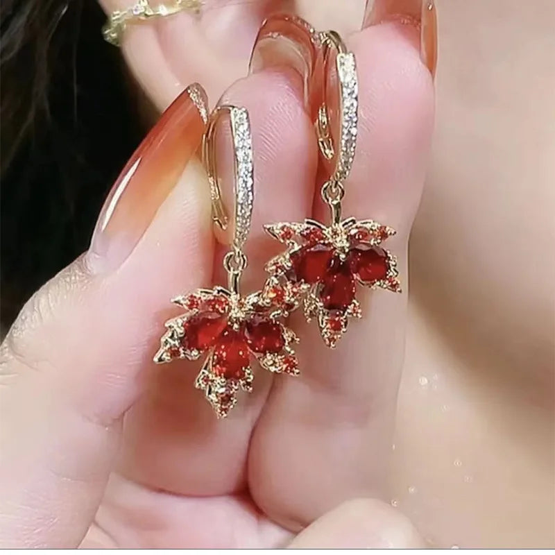 Radiant Chain Drop Earrings – Gold Rainbow Zircon Elegance for Weddings & Glam Nights - Brillare Bijou