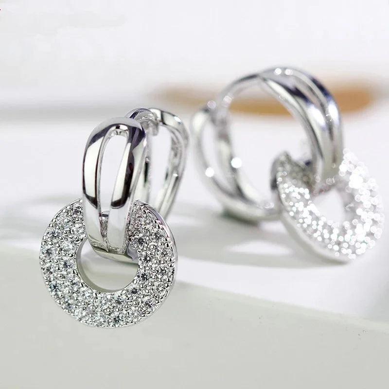 Radiant Chain Drop Earrings – Gold Rainbow Zircon Elegance for Weddings & Glam Nights - Brillare Bijou