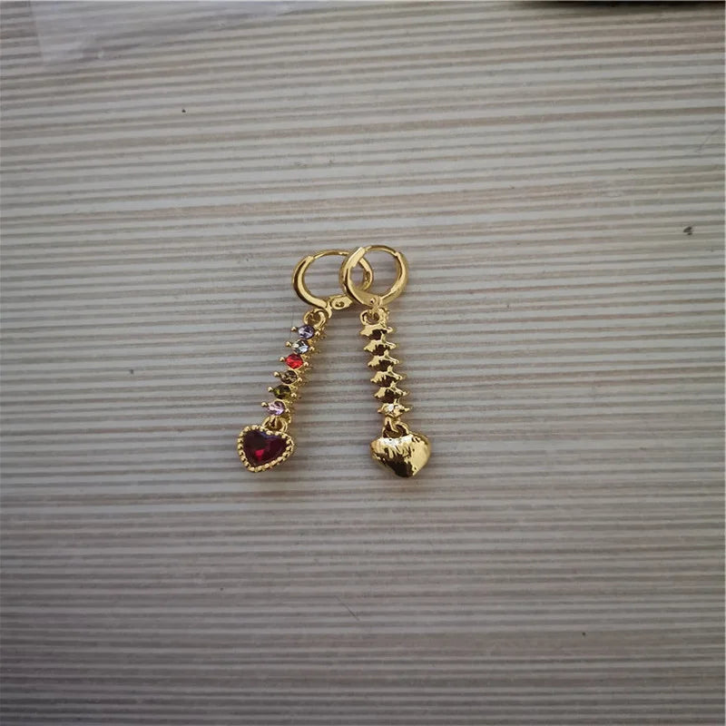 Radiant Chain Drop Earrings – Gold Rainbow Zircon Elegance for Weddings & Glam Nights - Brillare Bijou