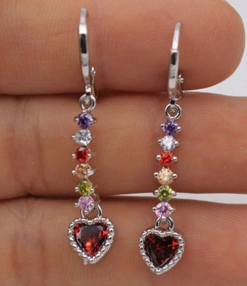 Radiant Chain Drop Earrings – Gold Rainbow Zircon Elegance for Weddings & Glam Nights - Brillare Bijou
