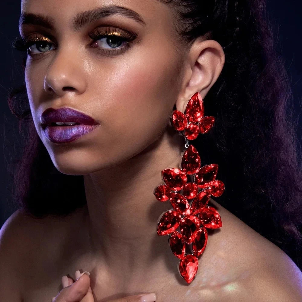 Radiant Chain Drop Earrings – Gold Rainbow Zircon Elegance for Weddings & Glam Nights - Brillare Bijou