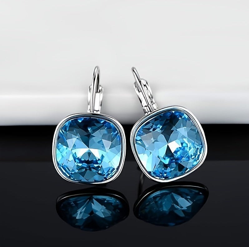 18K White Gold Crystal-Plated Hypoallergenic Pendant Earrings – Radiant Elegance for Sensitive Ears - Brillare Bijou