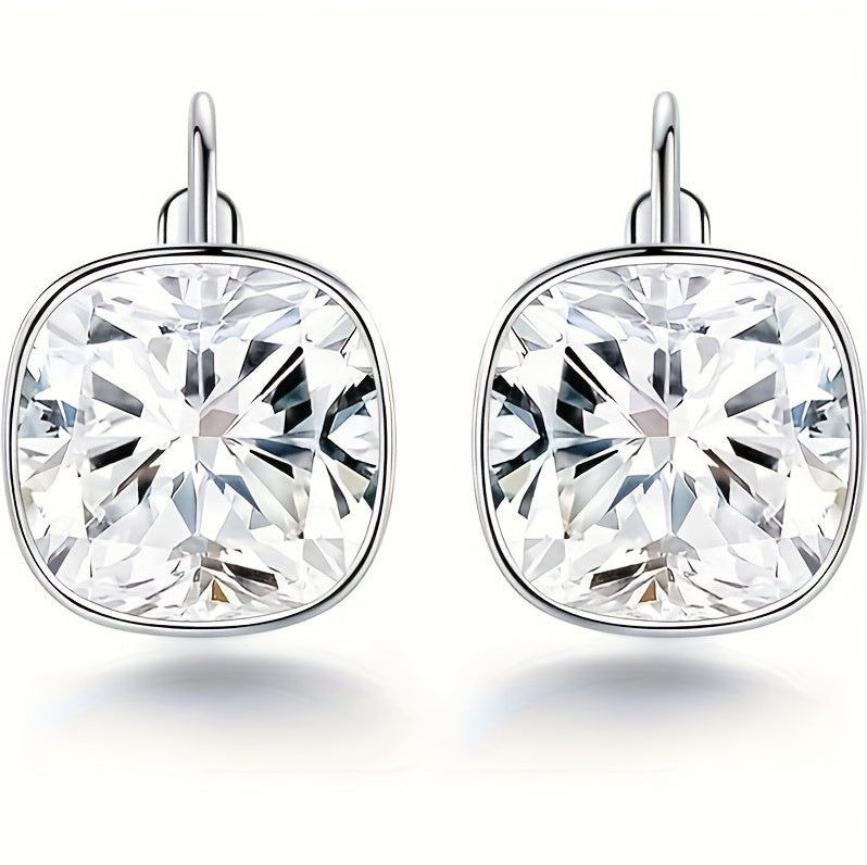 18K White Gold Crystal-Plated Hypoallergenic Pendant Earrings – Radiant Elegance for Sensitive Ears - Brillare Bijou