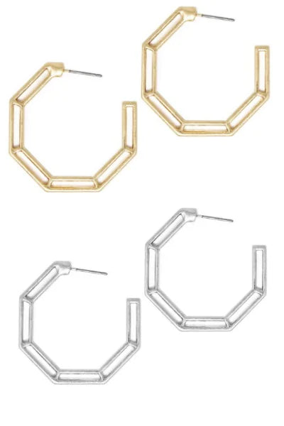 Dimensional Everyday Hoop Earrings – Modern Gold or Silver Hoops for Effortless Style - Brillare Bijou