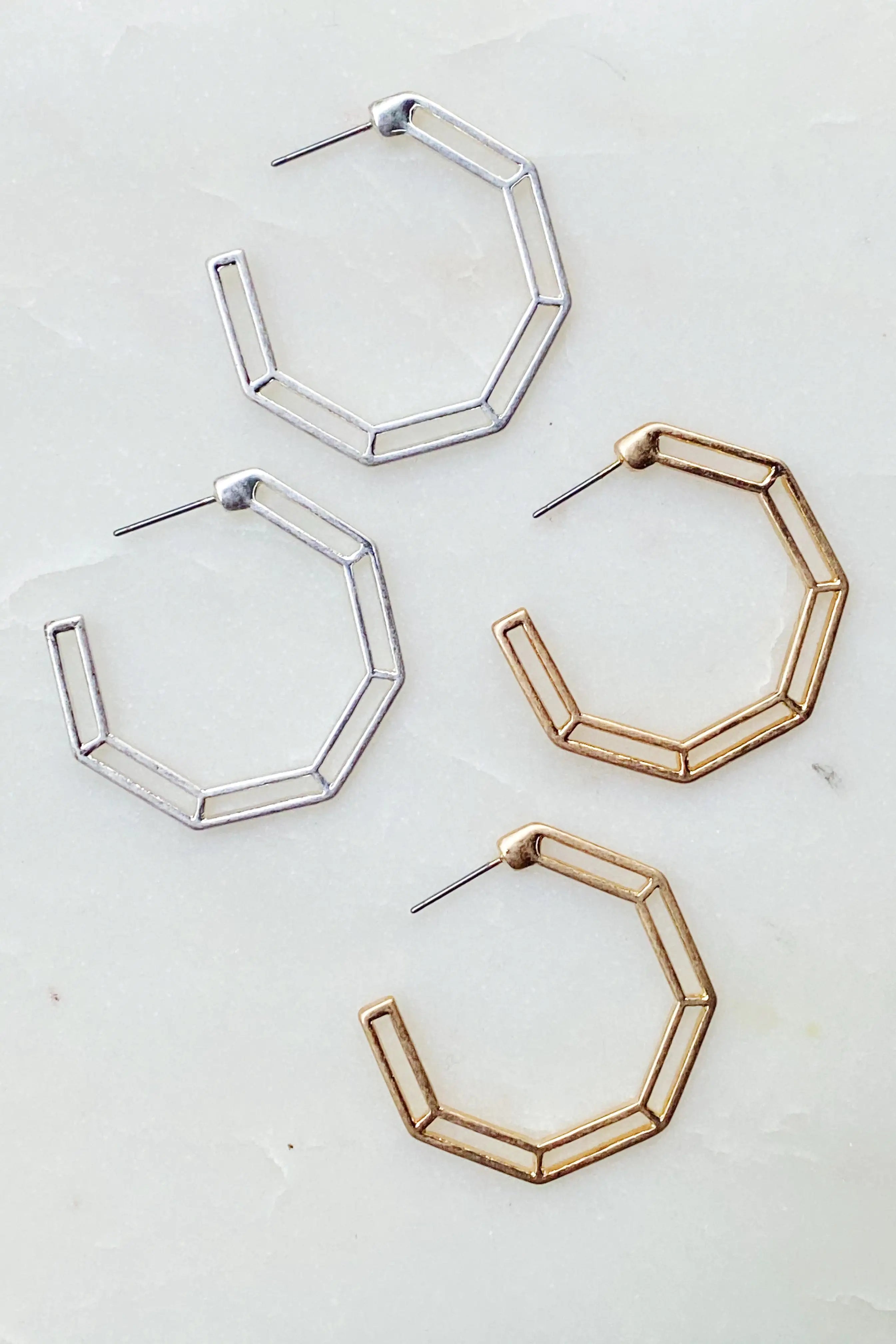 Dimensional Everyday Hoop Earrings – Modern Gold or Silver Hoops for Effortless Style - Brillare Bijou